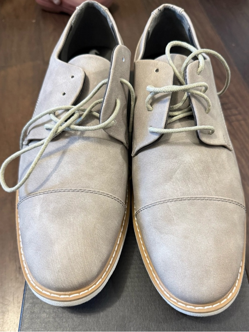 Unlisted Light Gray Suede Cap-Toe Derby Shoes